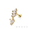 BAGUETTE CASCADE TEARDROP DANGLE TOP THREADLESS (PUSH IN) 316L SURGICAL STEEL LABRET SET